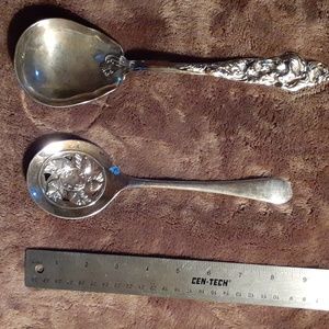 Vintage 2 serving spoons each one of a kind, 1 silver plated Italy and 1 R